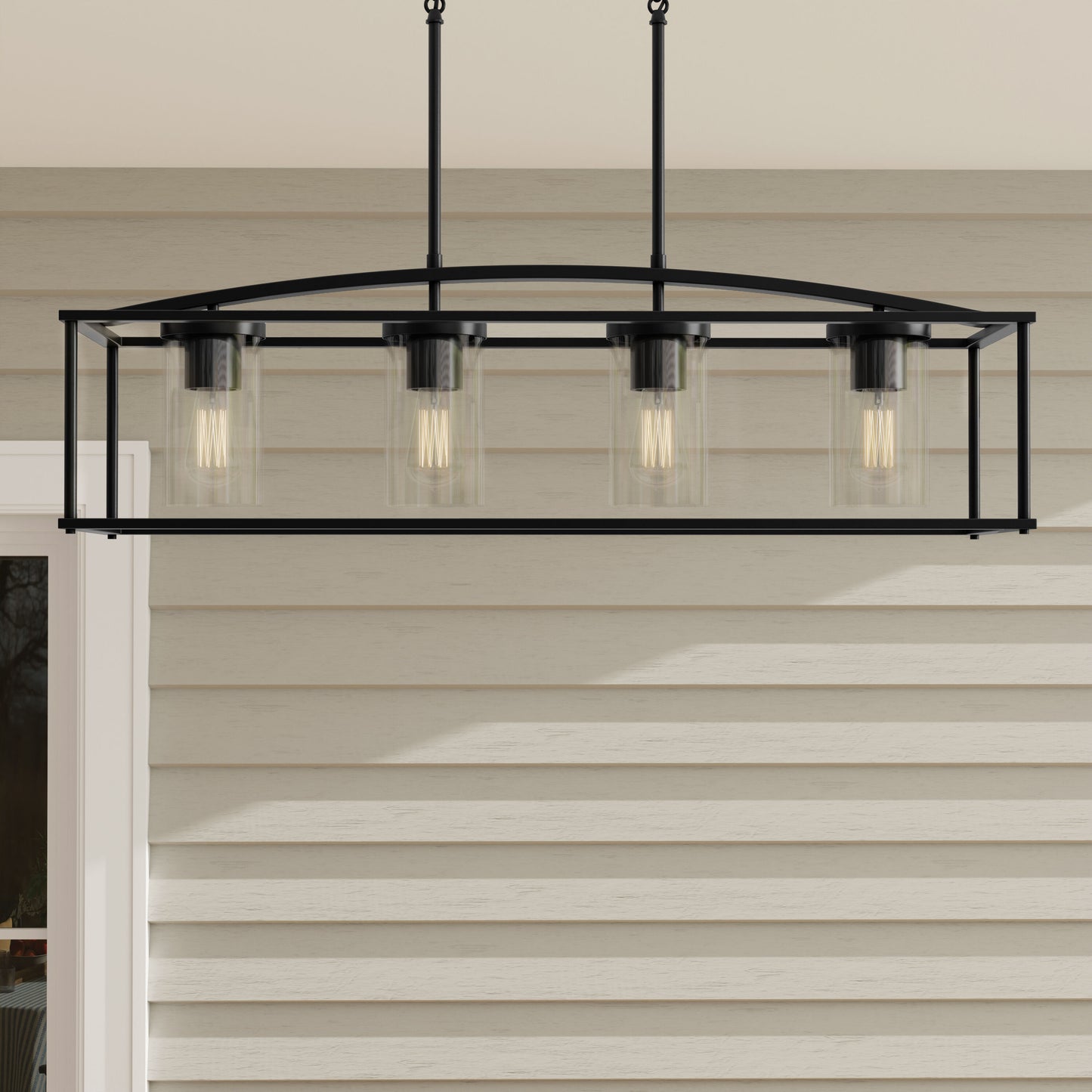 Progress Lighting Swansea 4 -Light Matte Black Outdoor Clear glass Glass Glass Chandelier