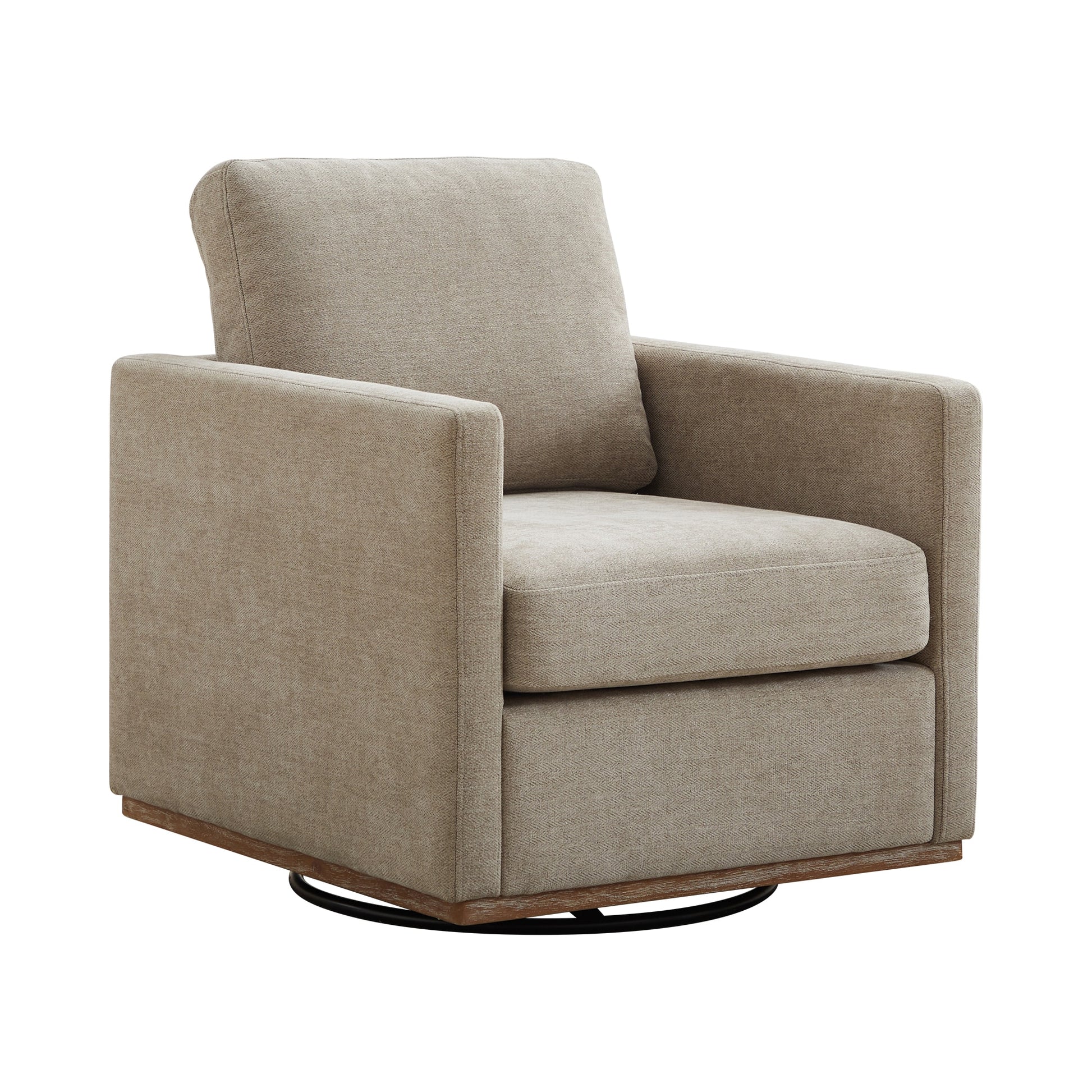 Damerin 30.7-in W Modern Taupe Chenille Swivel Accent Armchair