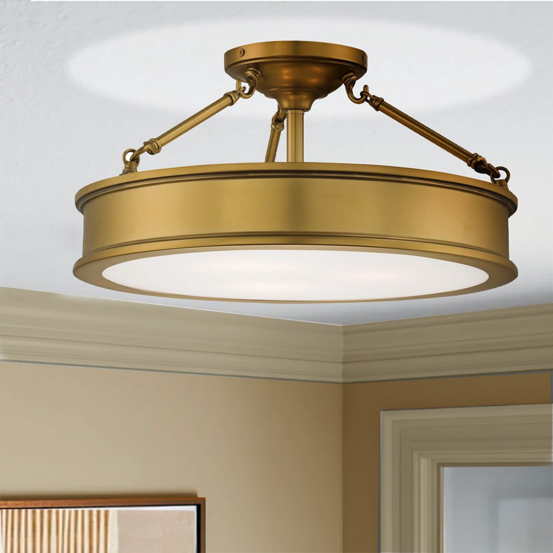 Minka Lavery Colonial Charm 3 -Light 16.75-in Matte Bronze Semi Flush Mount Light
