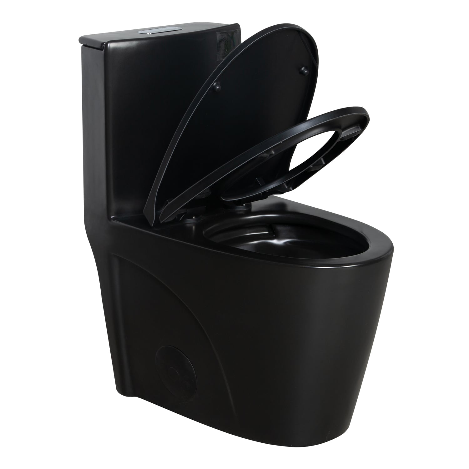 WELLFOR Matte Black Elongated Standard height 12-in Rough-In 1.6 GPF Dual Flush Soft Close 1-piece Toilet