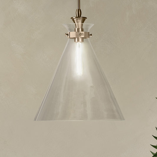 Kichler Laria 1 -Light Champagne Bronze Traditional Clear glass Cone Medium Hanging Pendant light