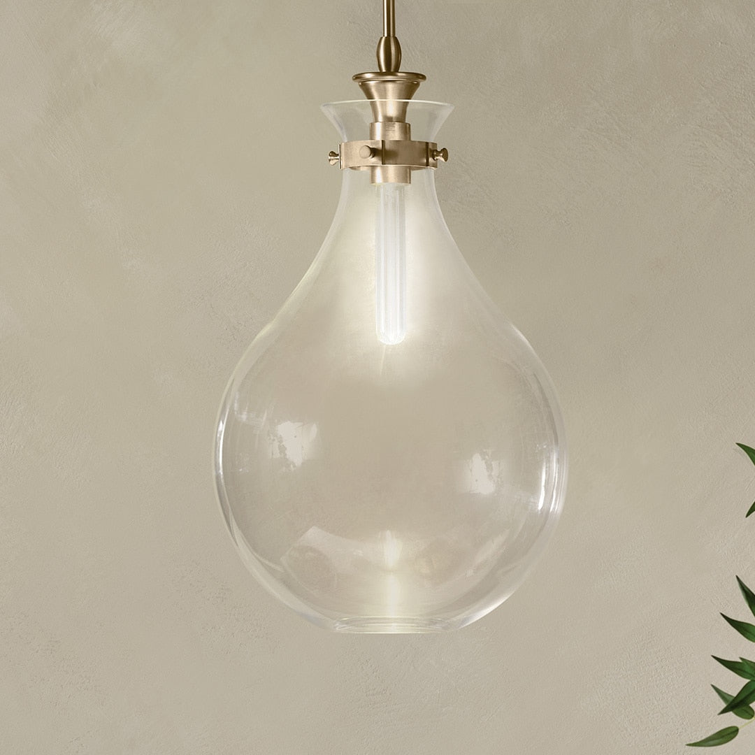 Kichler Laria 1 -Light Champagne Bronze Traditional Clear glass Glass Teardrop Medium Indoor Hanging Pendant Light