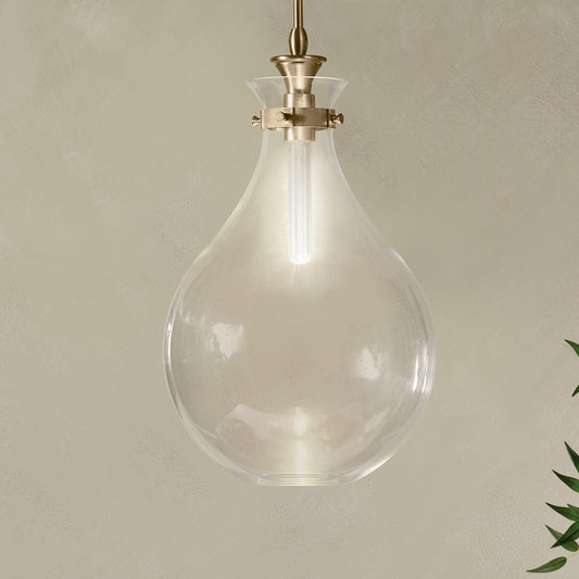 Kichler Laria 1 -Light Champagne Bronze Traditional Clear glass Glass Teardrop Medium Indoor Hanging Pendant Light