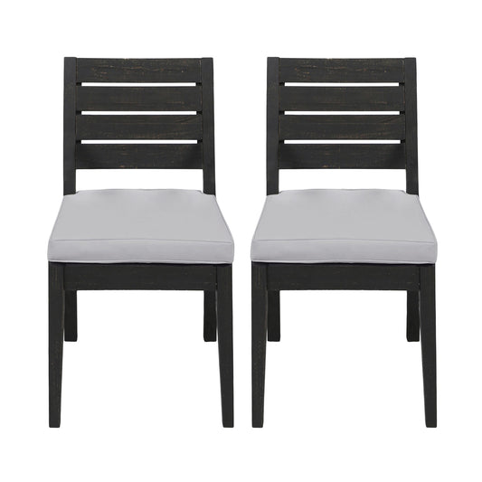 Moda Furnishings GIGI Set of 2 Light Gray Wood Frame Stationary Dining Chair with White Cushioned Seat