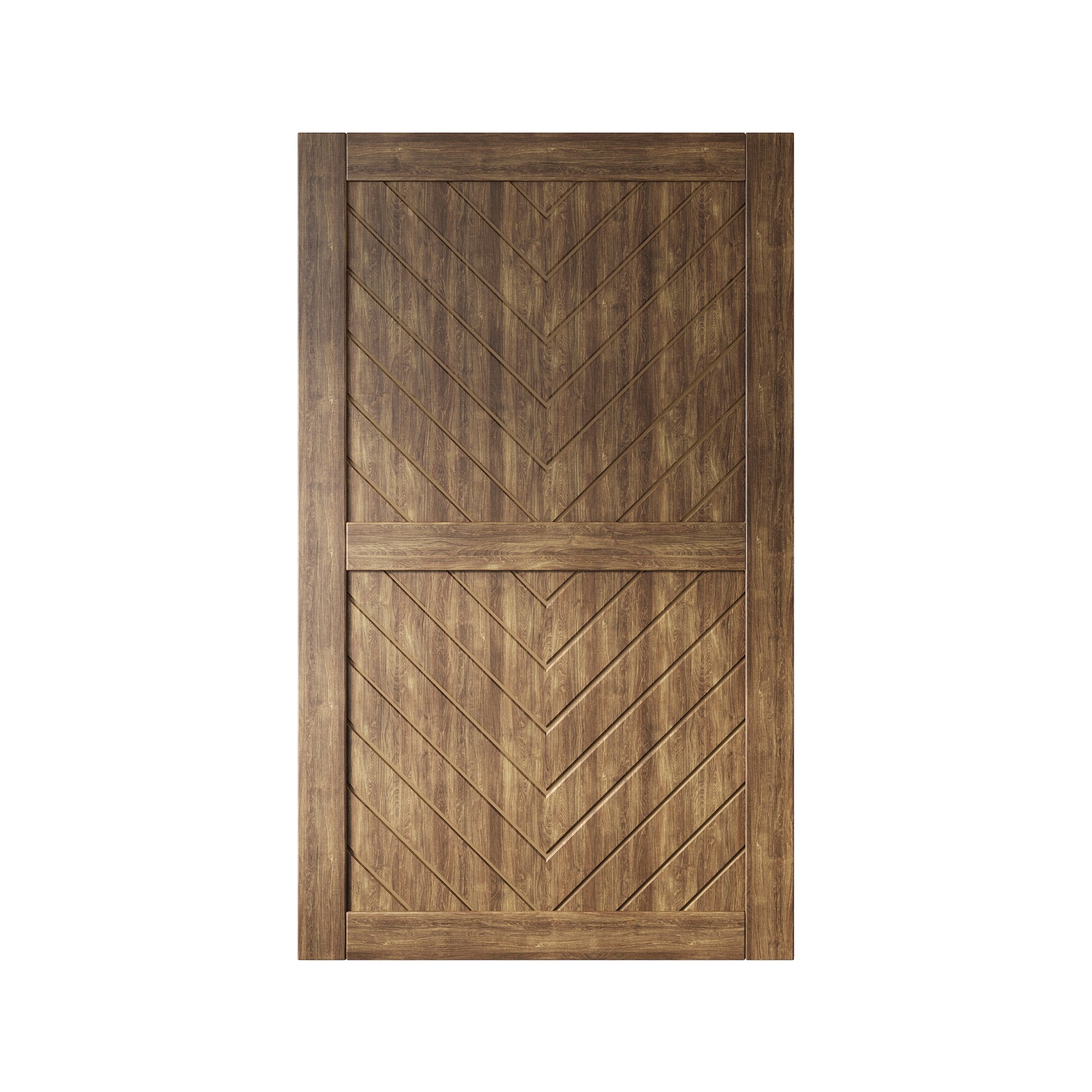 HOMACER 50-in x 80-in Dark Walnut Herringbone Pine Wood Solid core Single Barn Door (Hardware Not Included)