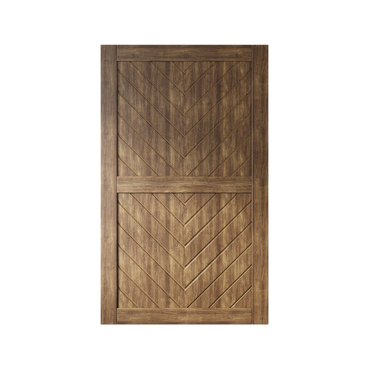 HOMACER 50-in x 80-in Dark Walnut Herringbone Pine Wood Solid core Single Barn Door (Hardware Not Included)