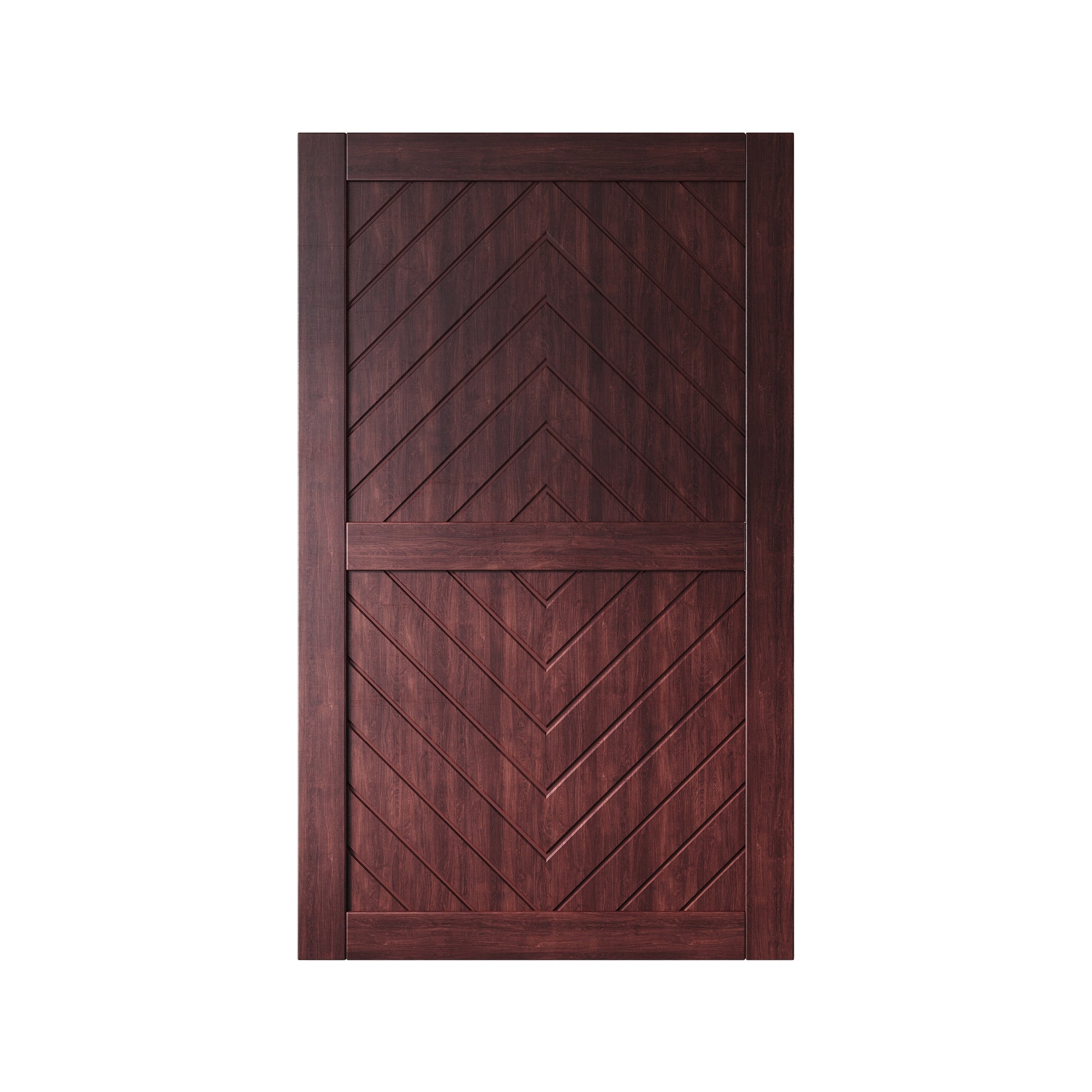 HOMACER 48-in x 80-in Red Mahogany Herringbone Pine Wood Solid core Single Barn Door (Hardware Not Included)