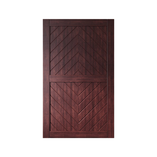HOMACER 48-in x 80-in Red Mahogany Herringbone Pine Wood Solid core Single Barn Door (Hardware Not Included)