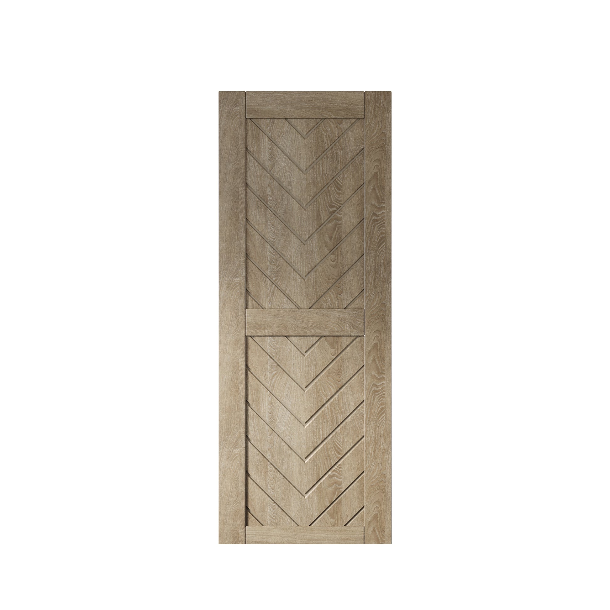 HOMACER 30-in x 80-in Classic Gray Herringbone Pine Wood Solid core Single Barn Door (Hardware Not Included)