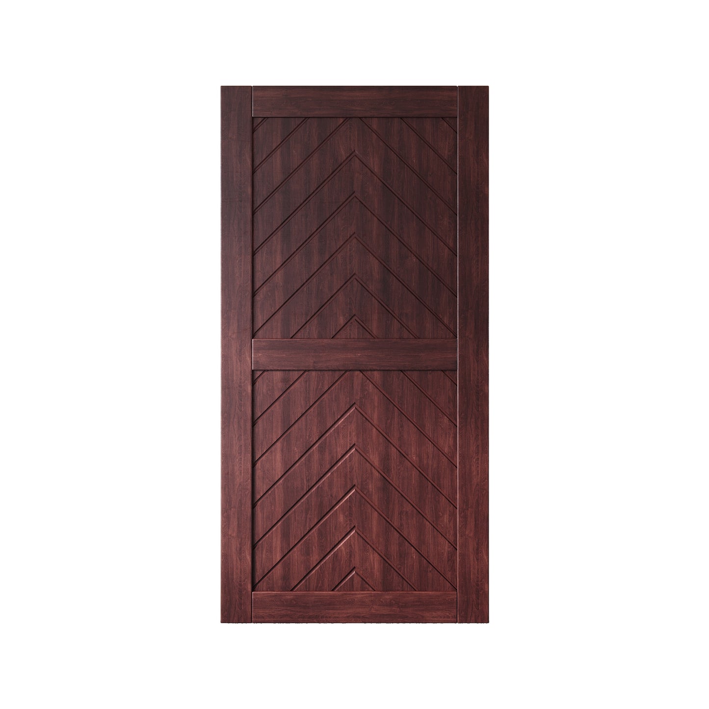 HOMACER 40-in x 80-in Red Mahogany Herringbone Pine Wood Solid core Single Barn Door (Hardware Not Included)