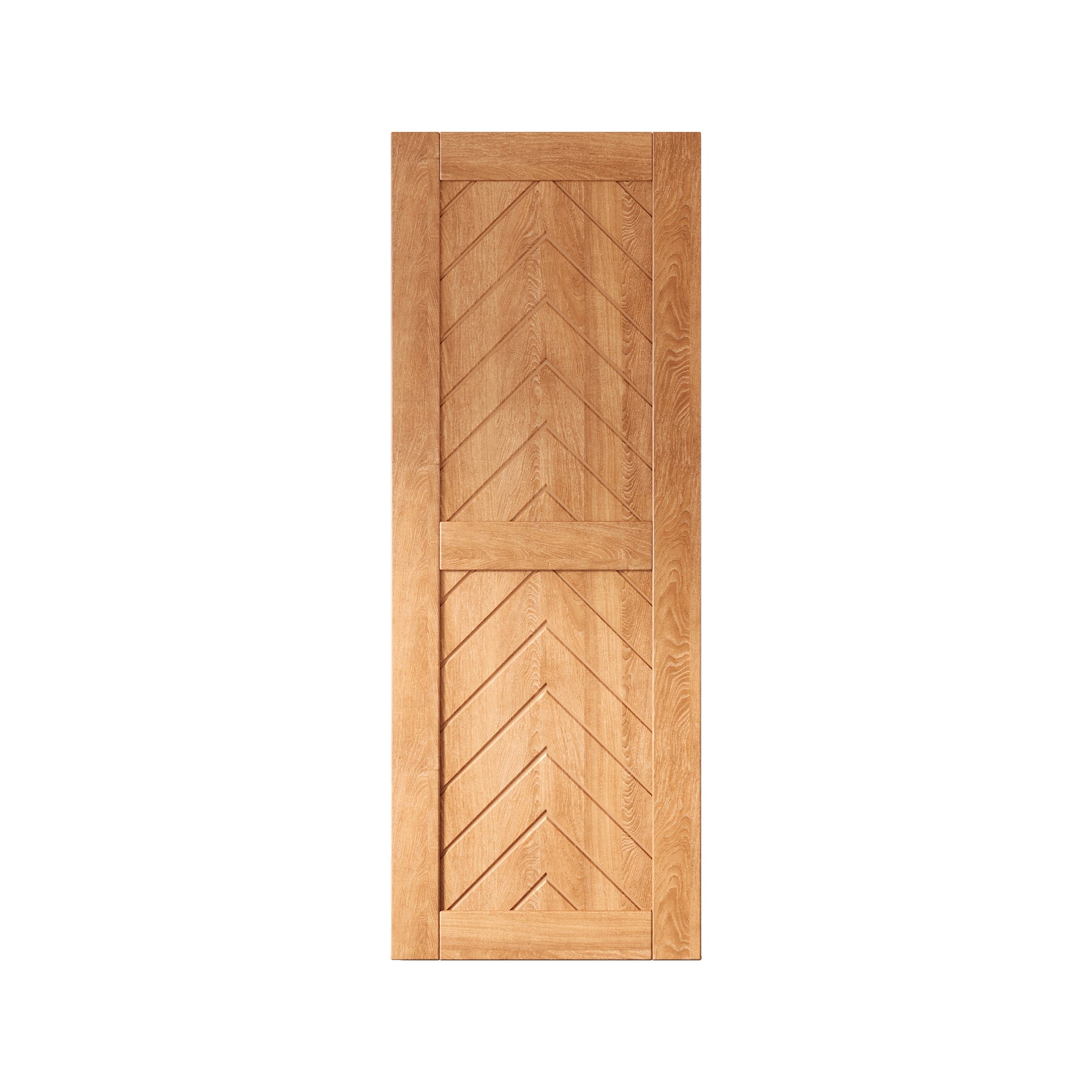 HOMACER 30-in x 80-in Early American Herringbone Pine Wood Solid core Single Barn Door (Hardware Not Included)