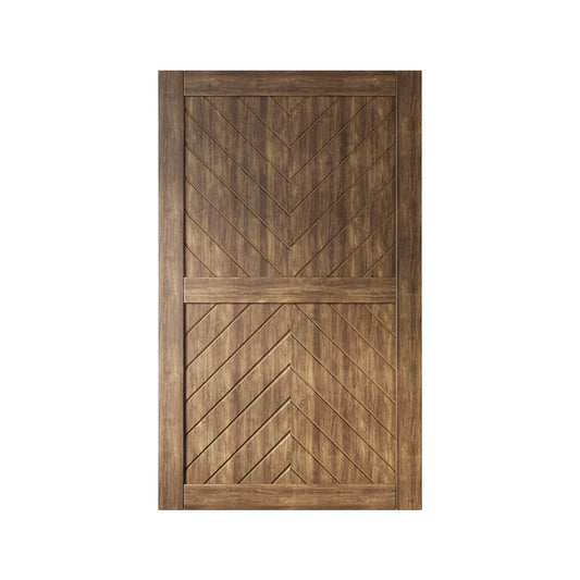 HOMACER 42-in x 80-in Dark Walnut Herringbone Pine Wood Solid core Single Barn Door (Hardware Not Included)