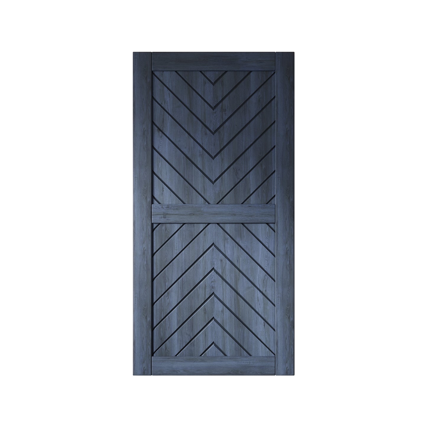 HOMACER 36-in x 80-in Navy Herringbone Pine Wood Solid core Single Barn Door (Hardware Not Included)