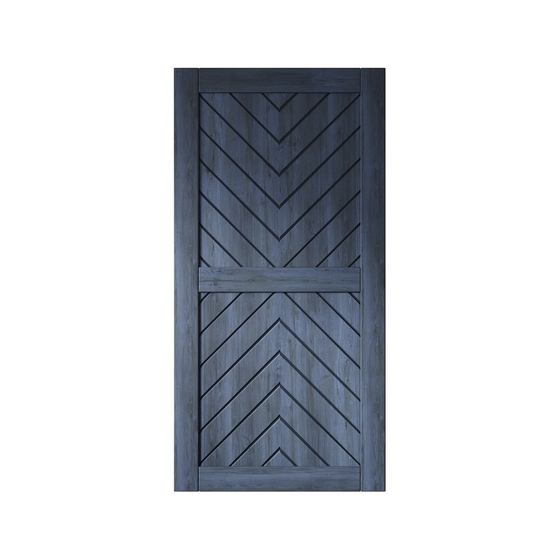 HOMACER 36-in x 80-in Navy Herringbone Pine Wood Solid core Single Barn Door (Hardware Not Included)