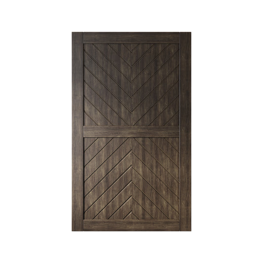 HOMACER 50-in x 80-in Ebony Herringbone Pine Wood Solid core Single Barn Door (Hardware Not Included)