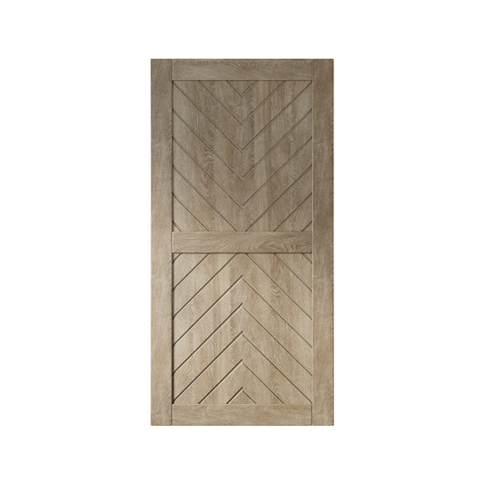 HOMACER 40-in x 80-in Classic Gray Herringbone Pine Wood Solid core Single Barn Door (Hardware Not Included)