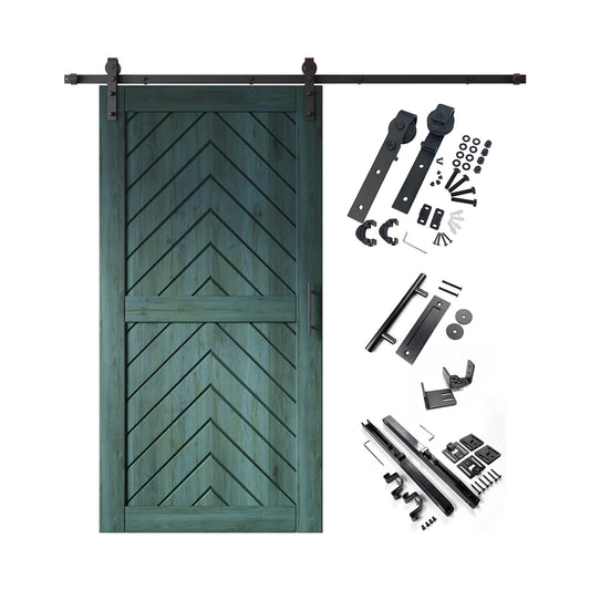 HOMACER 36-in x 80-in Royal Pine Herringbone Pine Wood Solid core Single Barn Door (Hardware Included)