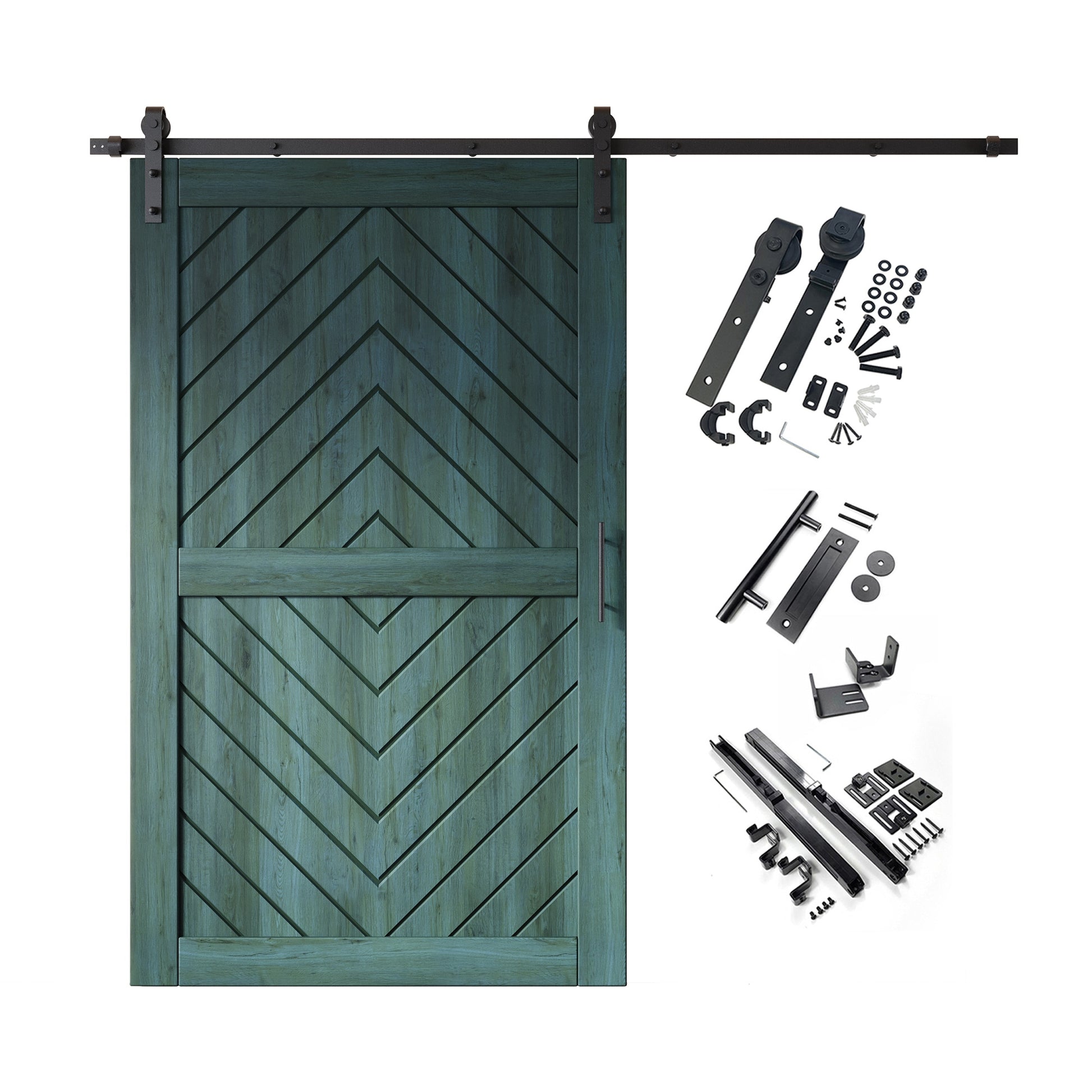 HOMACER 48-in x 80-in Royal Pine Herringbone Pine Wood Solid core Single Barn Door (Hardware Included)