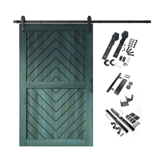 HOMACER 48-in x 80-in Royal Pine Herringbone Pine Wood Solid core Single Barn Door (Hardware Included)