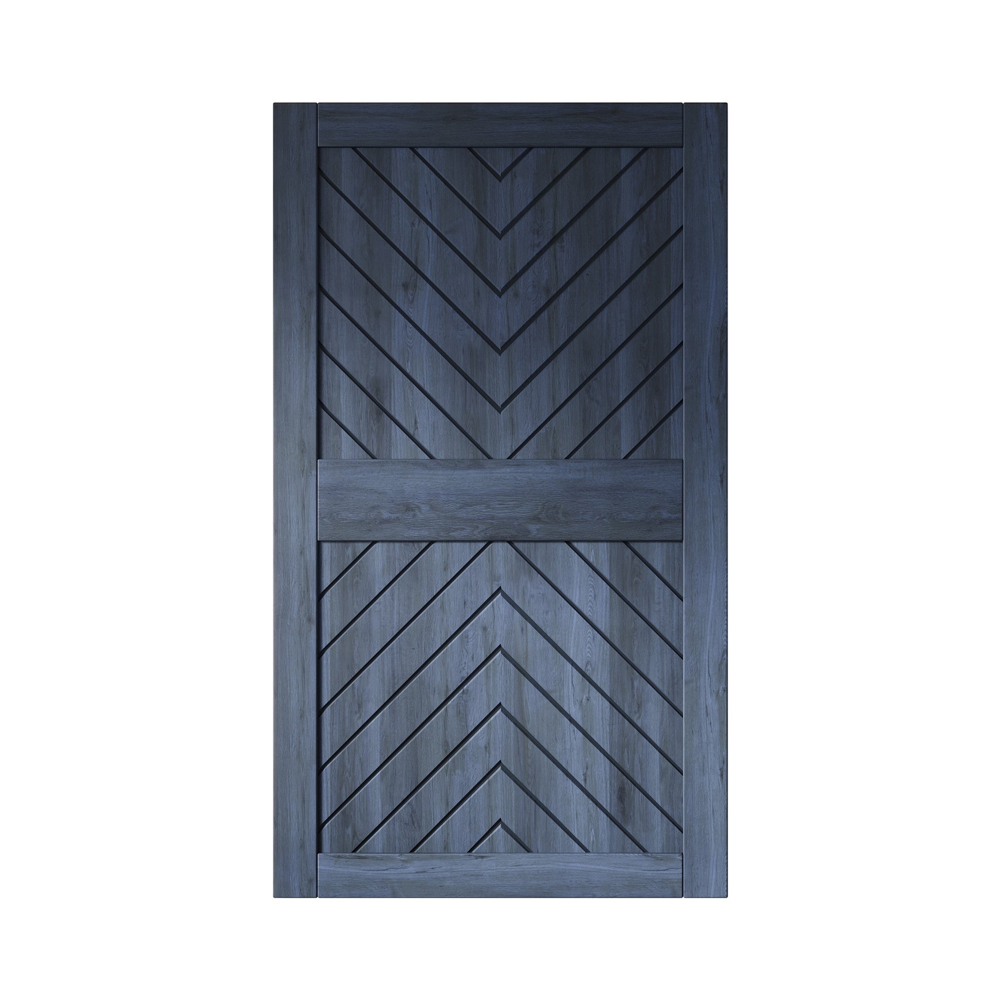HOMACER 48-in x 84-in Navy Herringbone Pine Wood Solid core Single Barn Door (Hardware Not Included)