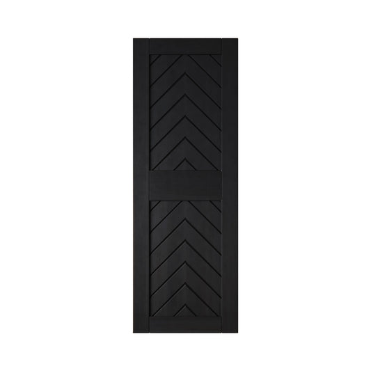HOMACER 26-in x 84-in Black Herringbone Pine Wood Solid core Single Barn Door (Hardware Not Included)