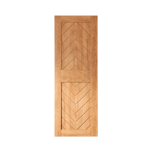HOMACER 26-in x 84-in Early American Herringbone Pine Wood Solid core Single Barn Door (Hardware Not Included)