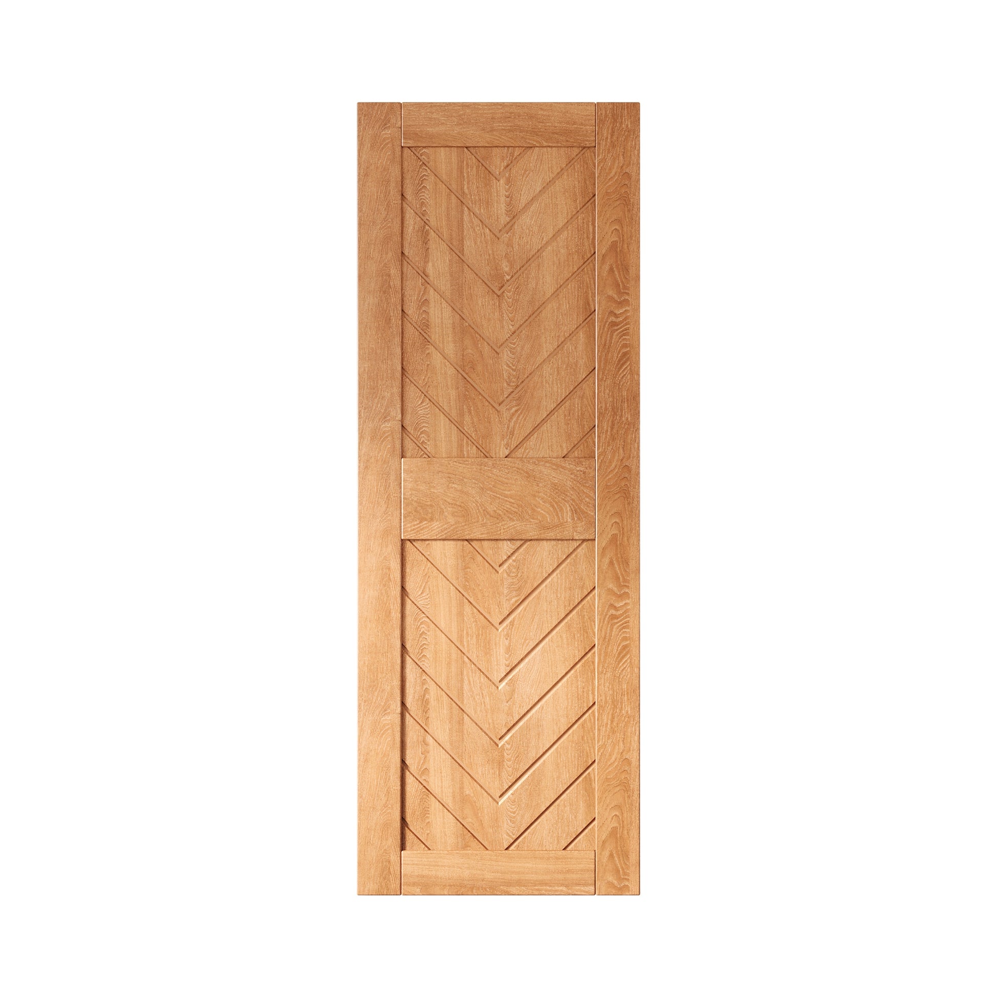 HOMACER 26-in x 84-in Early American Herringbone Pine Wood Solid core Single Barn Door (Hardware Not Included)
