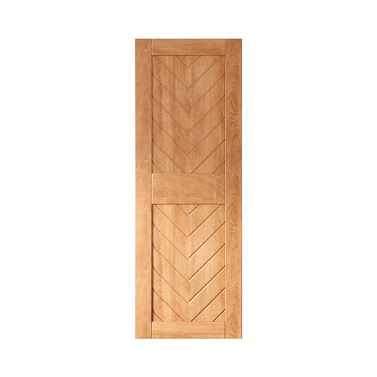 HOMACER 26-in x 84-in Early American Herringbone Pine Wood Solid core Single Barn Door (Hardware Not Included)