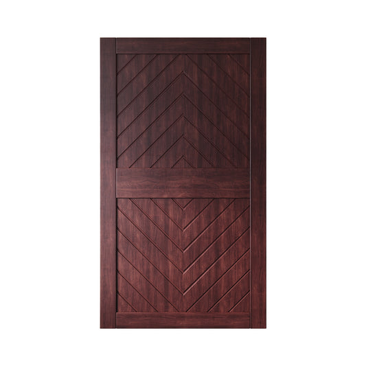HOMACER 50-in x 84-in Red Mahogany Herringbone Pine Wood Solid core Single Barn Door (Hardware Not Included)