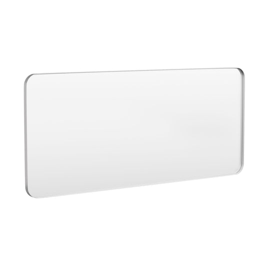LOVMOR 72 in. W x 32 in. H Tempered Glass Rounded Rectangle Framed Wall-Mounted Bathroom Vanity Mirror in Silver