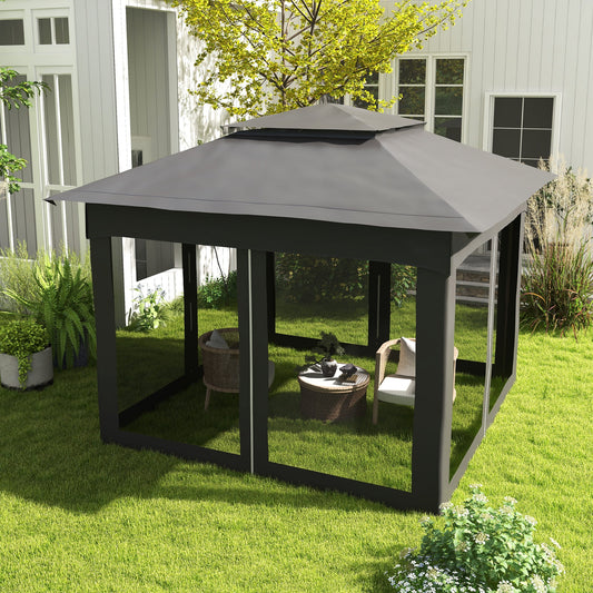 ToolCat 10.7-ft x 10.7-ft Gray Gazebo with Soft Top Roof