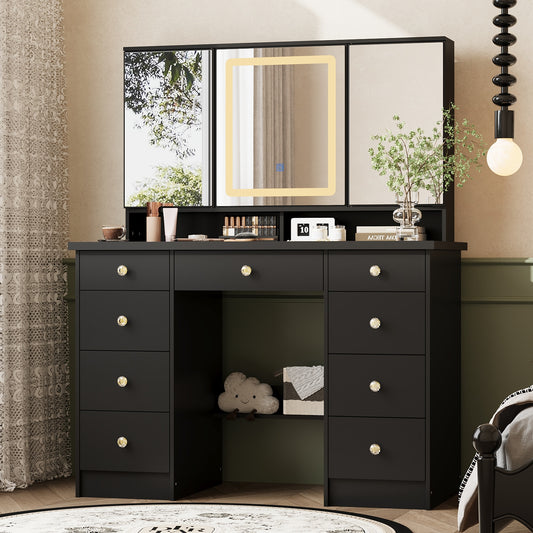 FUFU&GAGA 43.3-in Black Makeup Vanity