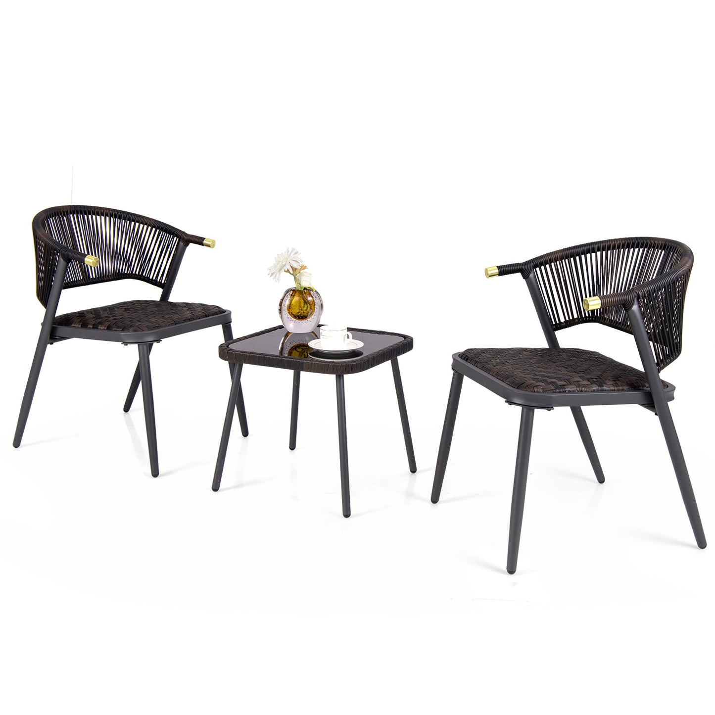 Ayelon Patio Bistro Set 3 -Piece Wicker Patio Conversation Set