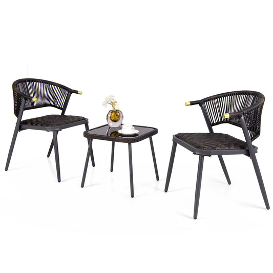 Ayelon Patio Bistro Set 3 -Piece Wicker Patio Conversation Set