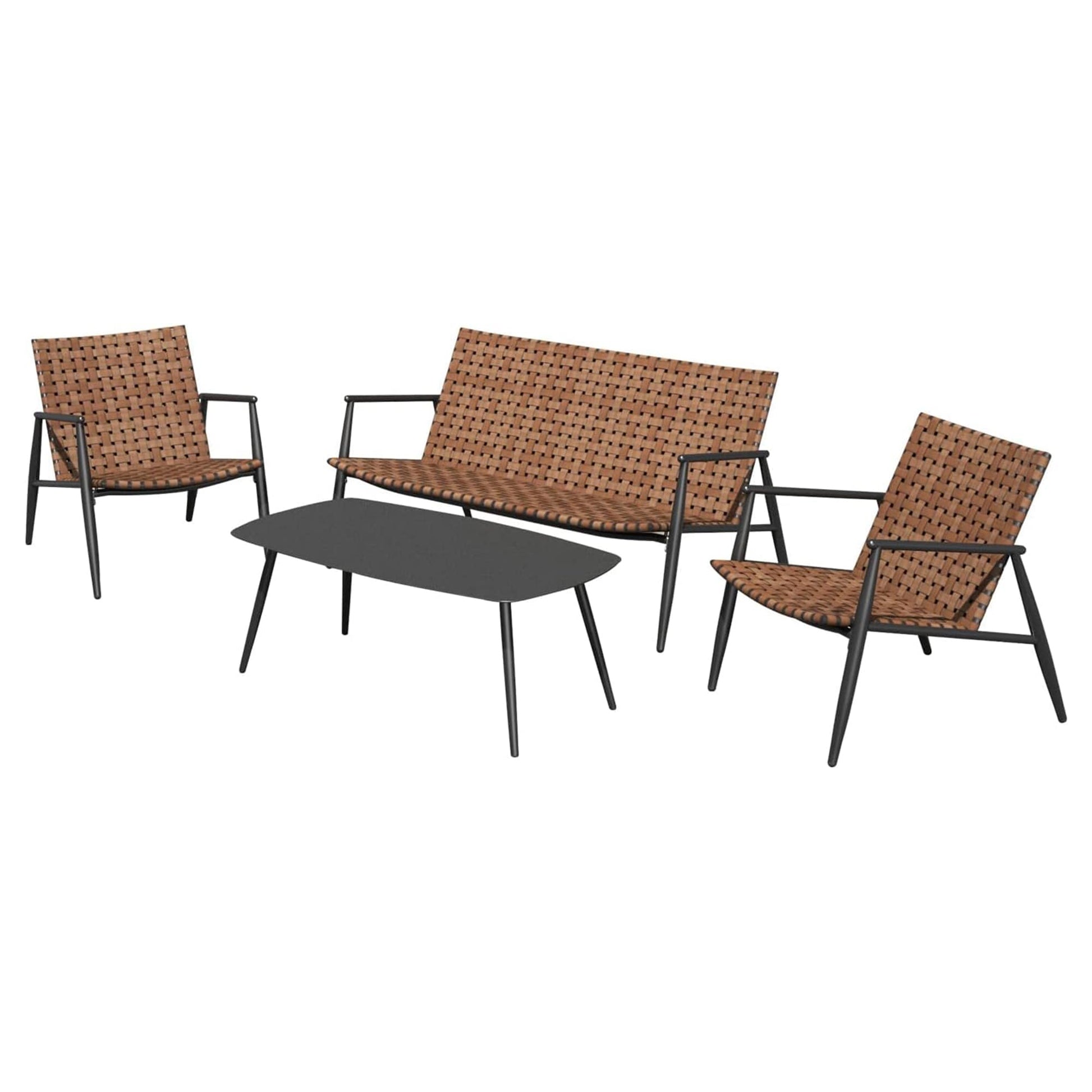 Clihome 4 -Piece Wicker 3 Patio Sofa Conversation Set with Brown