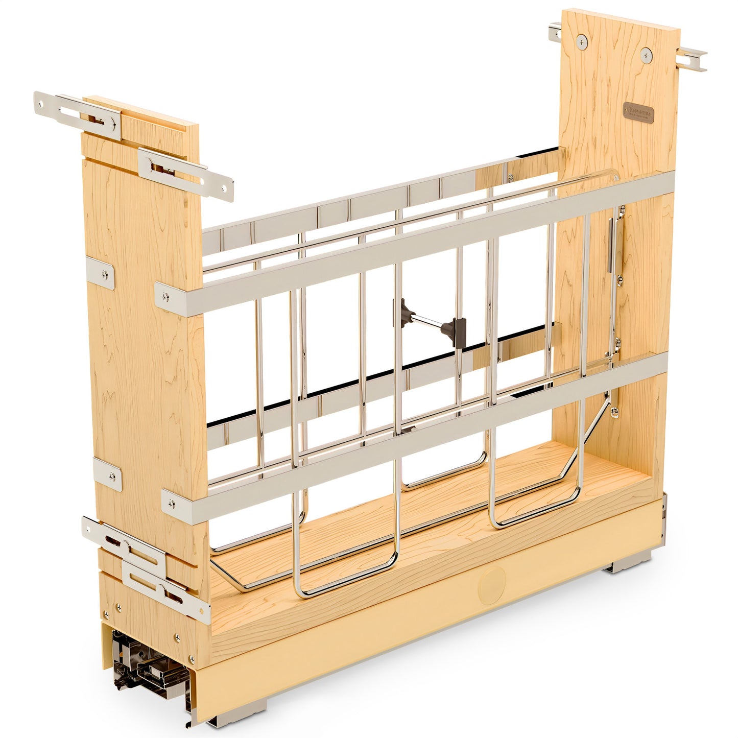 Rev-A-Shelf 5.26-in W x 19.5-in H x 21.65-in D 1 -Tier Cabinet-mount Natural Maple Wood Soft Close Pull-out Bakeware organizer