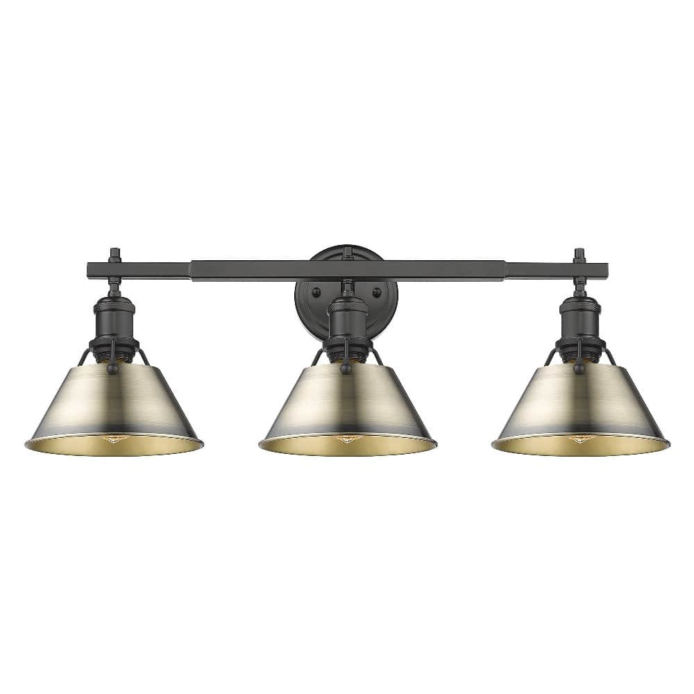 Golden Lighting Orwell 3 - Light Matte Black Incandescent Steel Wall Sconce