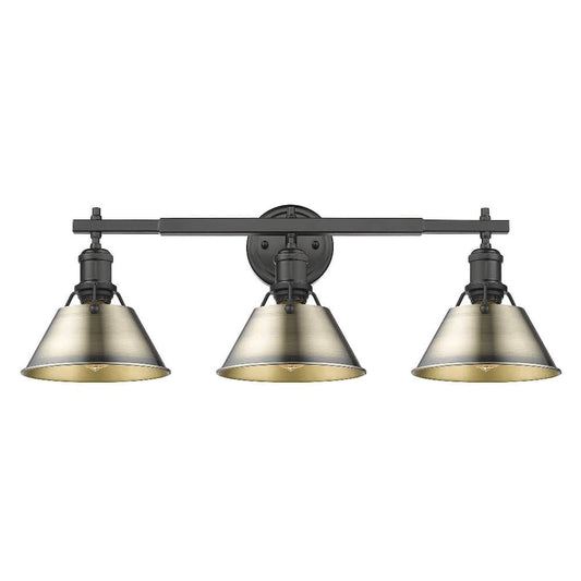 Golden Lighting Orwell 3 - Light Matte Black Incandescent Steel Wall Sconce