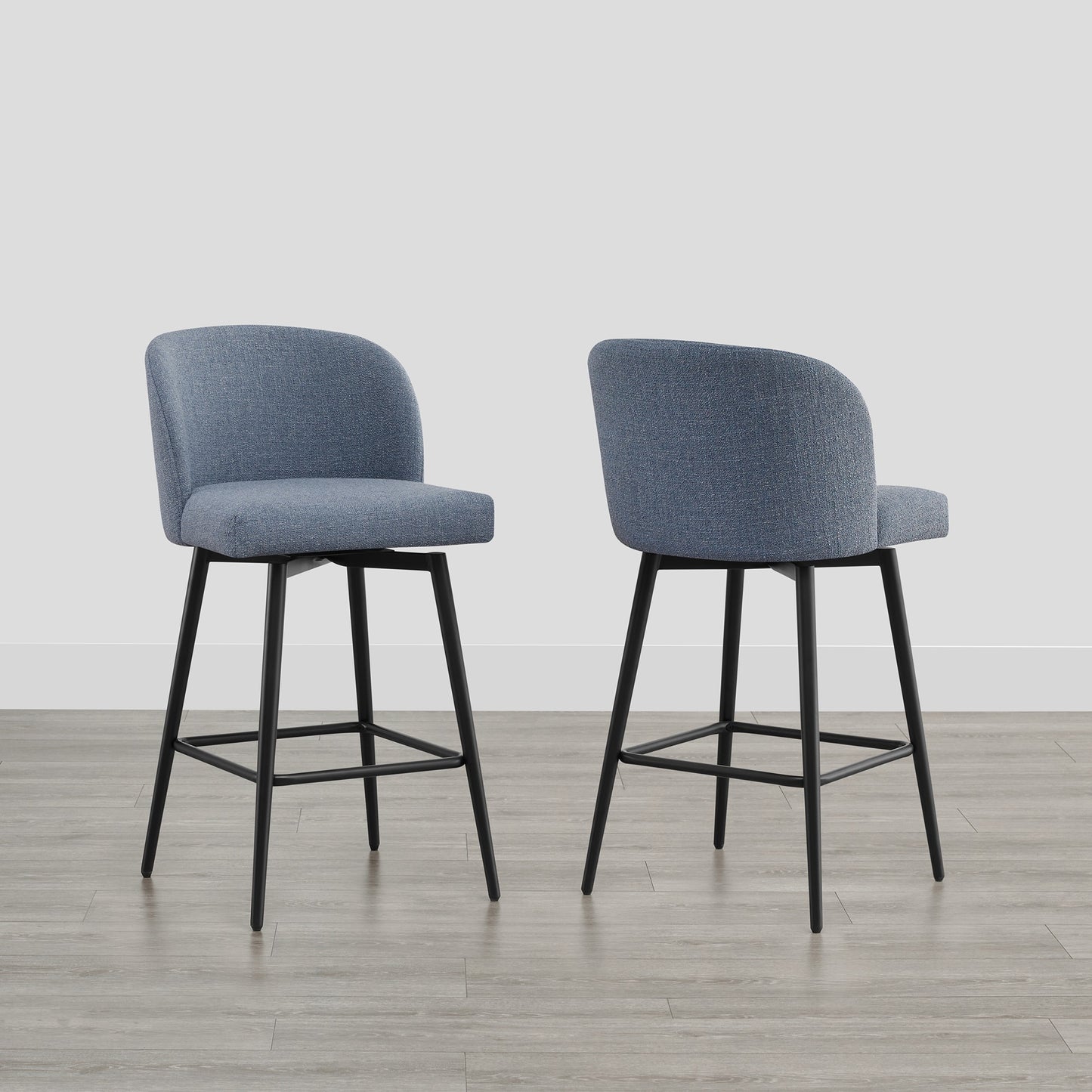 Circle 55 Capri Blue 27-in H Counter height Upholstered Swivel Metal Bar Stool 2 -Pack