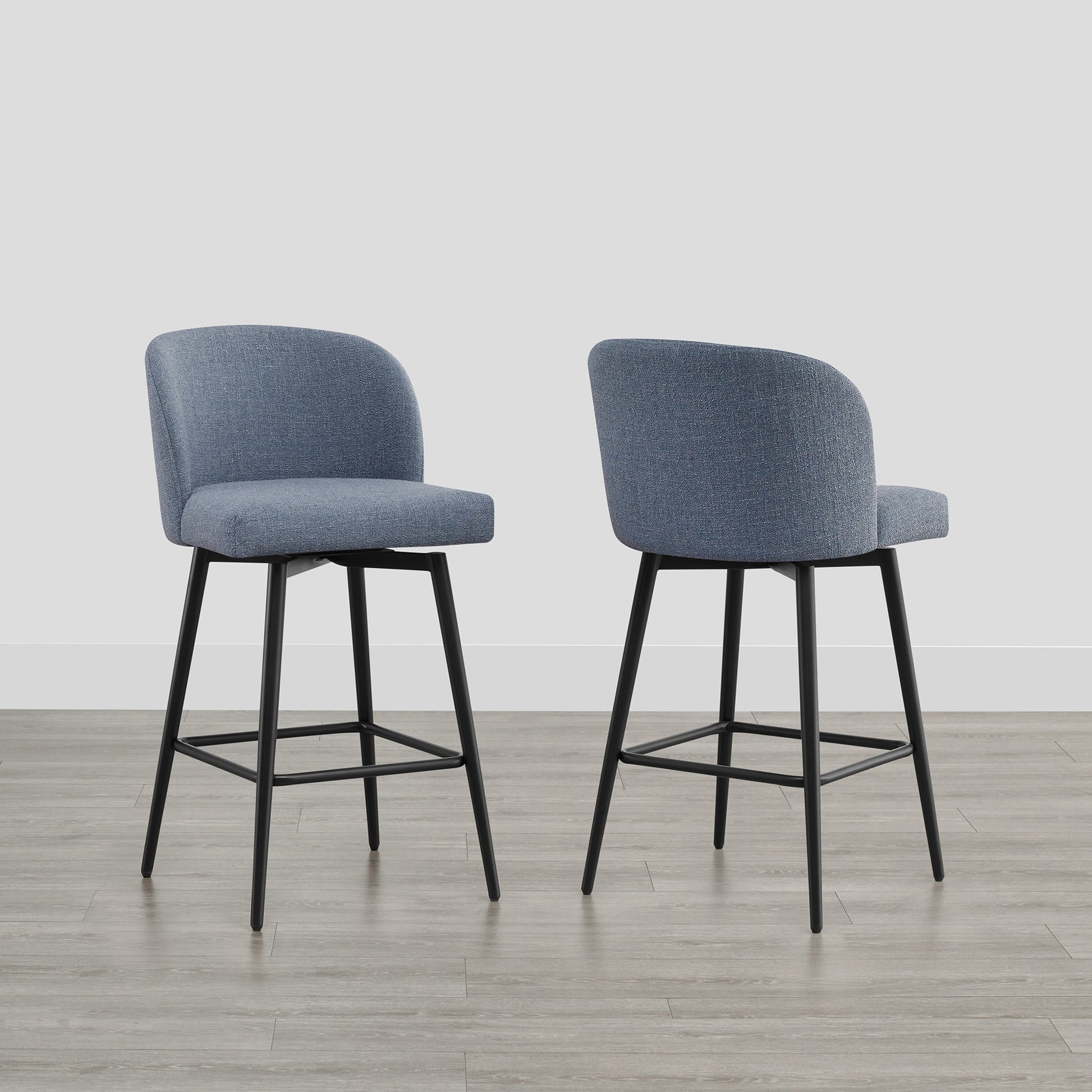 Circle 55 Capri Blue 27-in H Counter height Upholstered Swivel Metal Bar Stool 2 -Pack