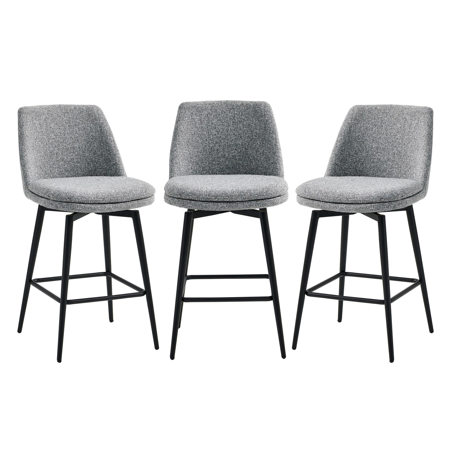 Circle 55 Grayï¼ˆMulti-Coloredï¼‰ 27-in H Counter height Upholstered Swivel Metal Bar Stool 3 -Pack