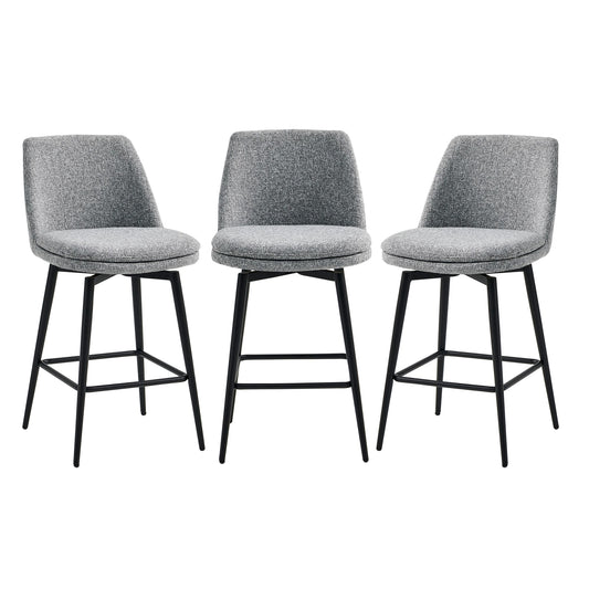 Circle 55 Grayï¼ˆMulti-Coloredï¼‰ 27-in H Counter height Upholstered Swivel Metal Bar Stool 3 -Pack