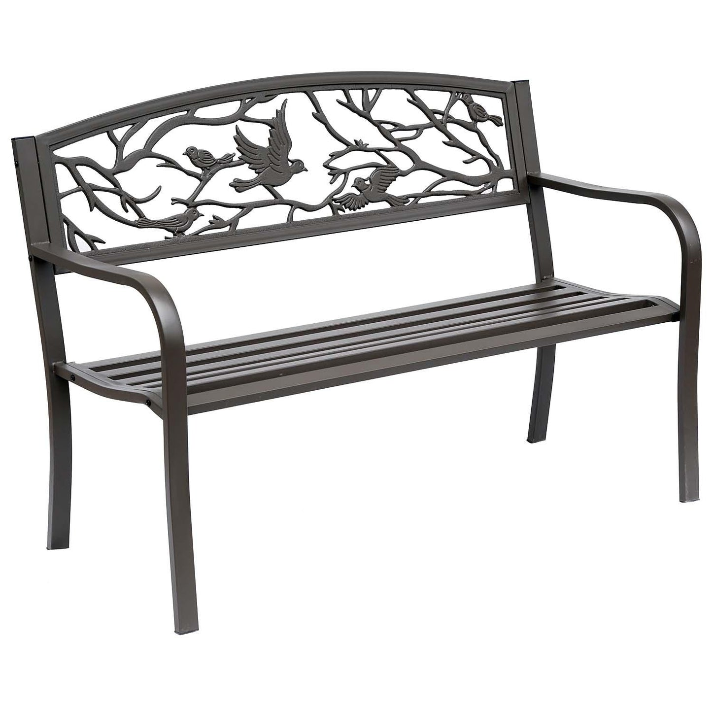 Bayfeve Patio Bench 50-in W x 33.5-in H Brown Iron Garden Bench