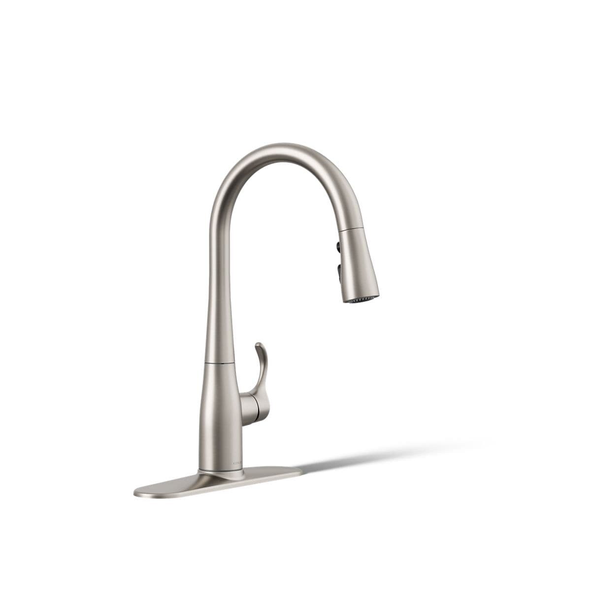 KOHLER Simplice Vibrant Stainless Single Handle Deck-mount Pull-down Kitchen Faucet with Sprayer (Includes Deck Plate)