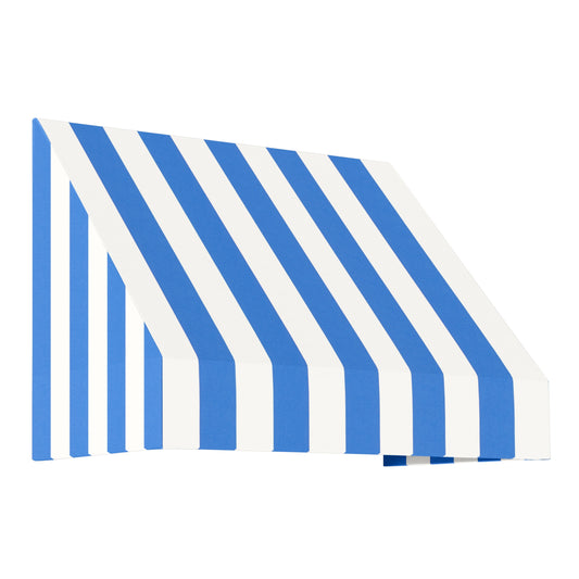 Awntech New Yorker 52.5-in Wide x 24-in Projection x 31-in Height Fabric Bright Blue/White Stripe Striped Fixed Window/Door Awning
