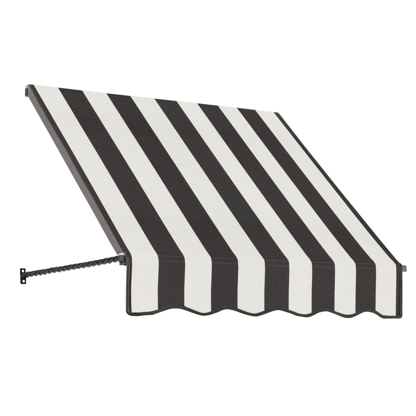 Awntech Santa Fe 40.5-in Wide x 24-in Projection x 31-in Height Fabric Black/White Stripe Striped Fixed Window/Door Awning