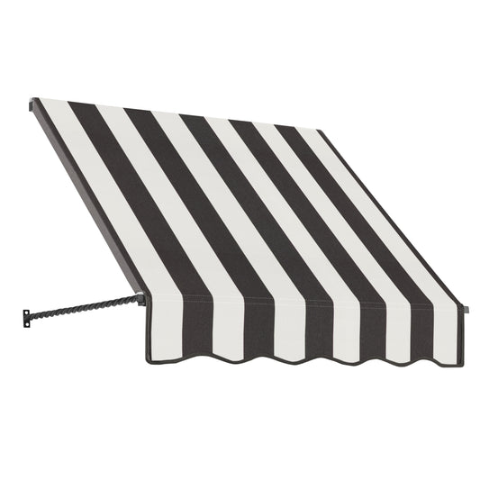Awntech Santa Fe 52.5-in Wide x 24-in Projection x 31-in Height Fabric Black/White Stripe Striped Fixed Window/Door Awning