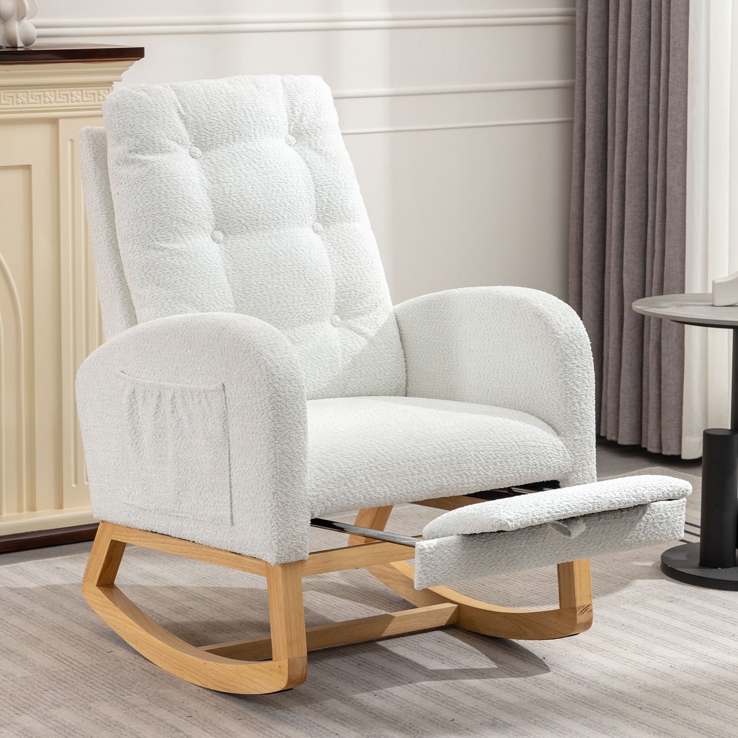 GZMR Accent Rocking Chair with Footrest 38.36-in W Casual White Rocking Armchair