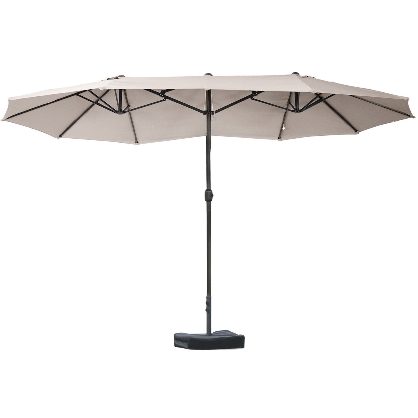 Damerin 15-ft Steel Brown Crank Market Patio Umbrella