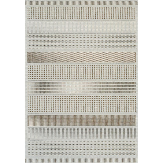 HomeRoots 6 x 7 (ft) Loomed Polypropylene Beige, Brown Rectangular Indoor/Outdoor Geometric Professionally Clean Only Area rug